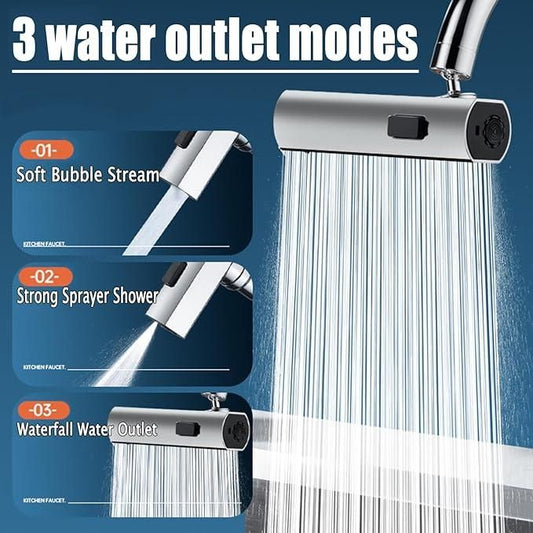 OurMart™ 3 in 1 - 360° Waterfall Kitchen Faucet Extender for Kitchen Sink